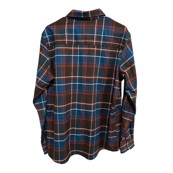 Swiss Tech Mens Plaid Long-Sleeve Shirt Brown Blue Size Medium - Picture 2 of 9